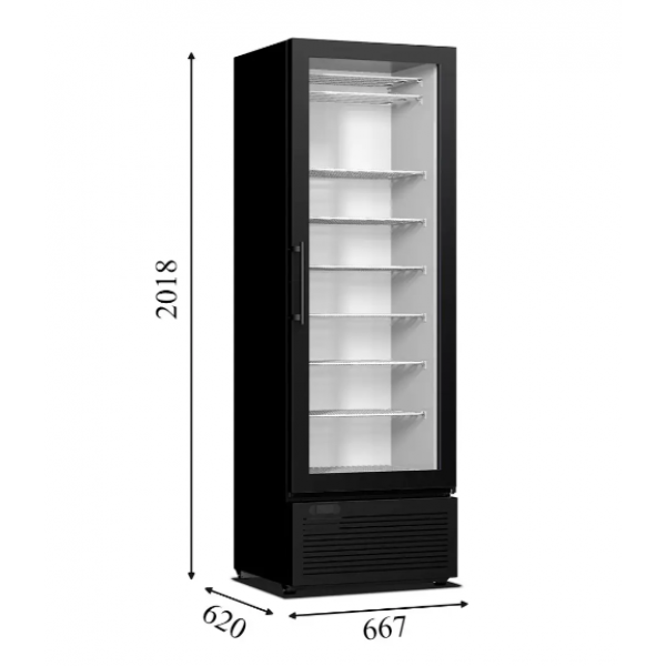 Морозильна шафа, вітрина зі скляними дверима CRYSTAL CRF 400 Frameless