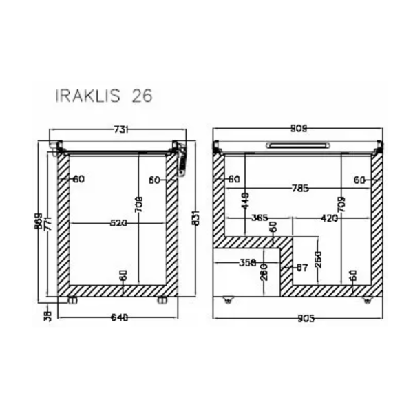 Морозильна камера лар з глухою кришкою CRYSTAL Iraklis 26 Inox