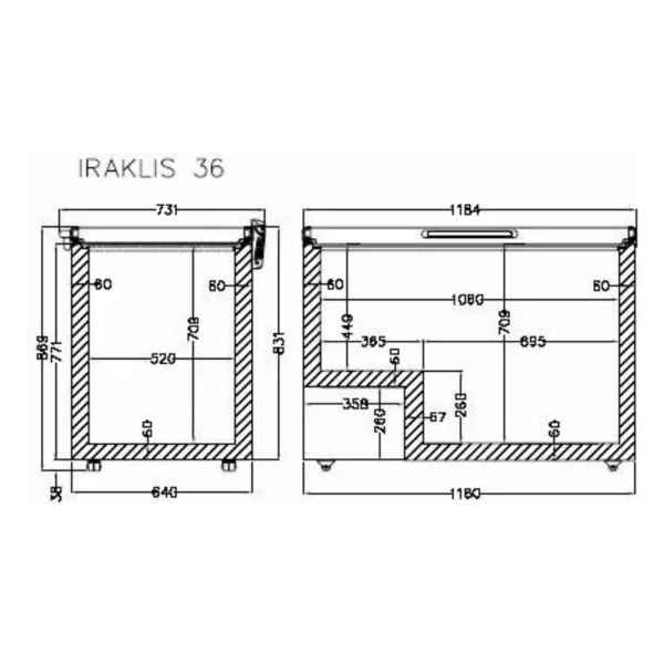 Морозильна камера лар з глухою кришкою CRYSTAL Iraklis 36 Inox