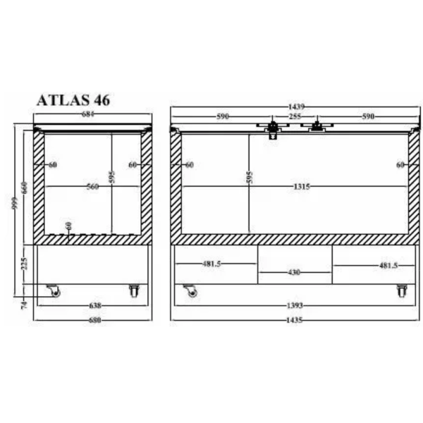 Морозильна камера лар з глухою кришкою CRYSTAL Atlas 46
