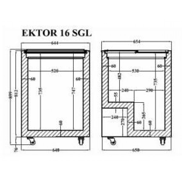 Морозильний лар з прямим склом Crystal Ektor 16 SGL