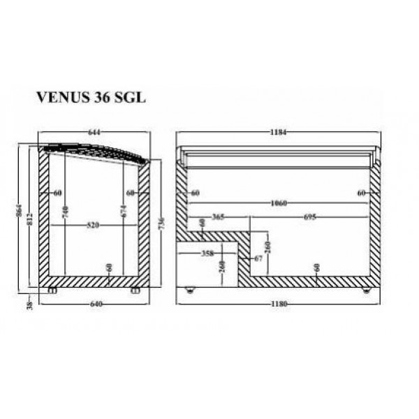 Морозильный ларь с гнутым стеклом Crystal Venus 36 SGL