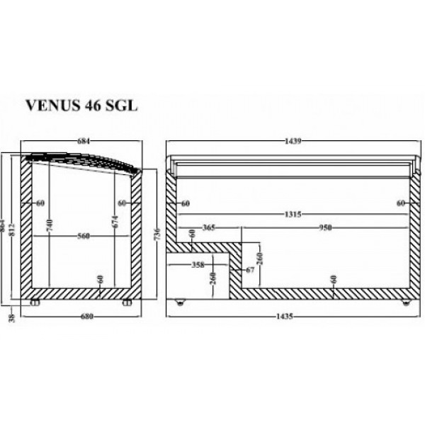 Морозильный ларь с гнутым стеклом Crystal Venus 46 SGL