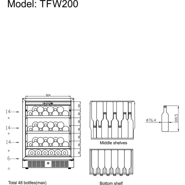 Шафи для вина TEFCOLD TFW200-S
