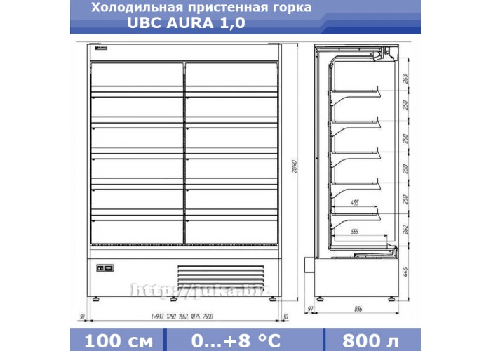 Холодильная пристенная горка UBC AURA 1,0