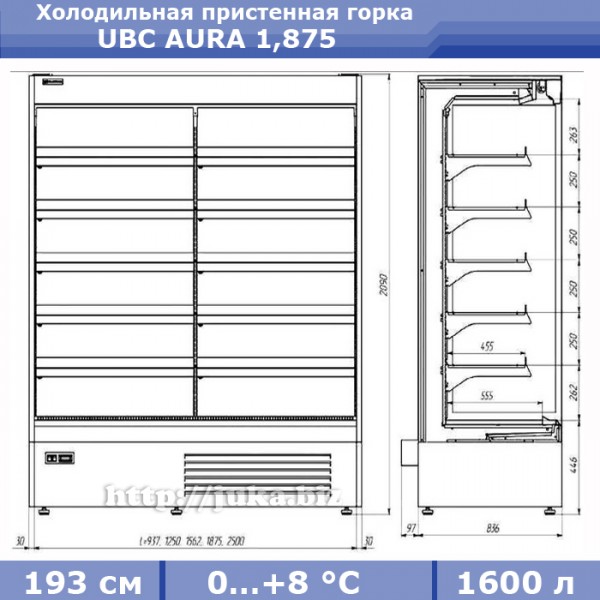Холодильная пристенная горка UBC AURA 1,875
