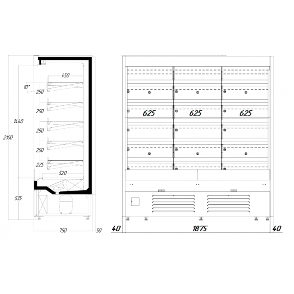 Холодильная витрина пристенная JUKA ADX187