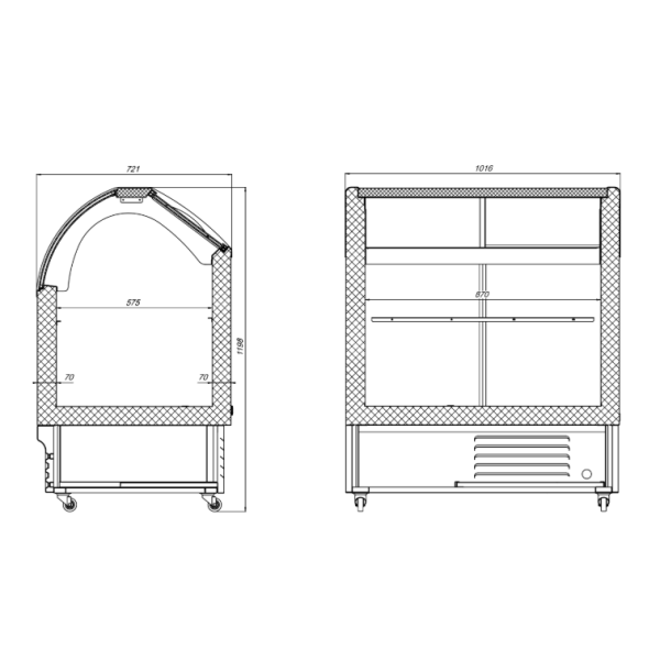 Морозильна вітрина з гнутим склом JUKA M300Q