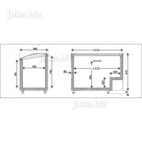 Морозильний лар з гнутим склом JUKA M600S