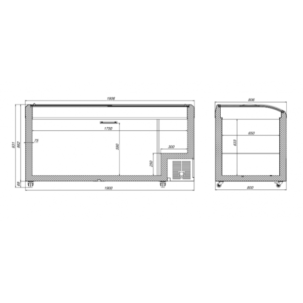 Морозильний лар бонета з гнутим склом б/в JUKA M800S
