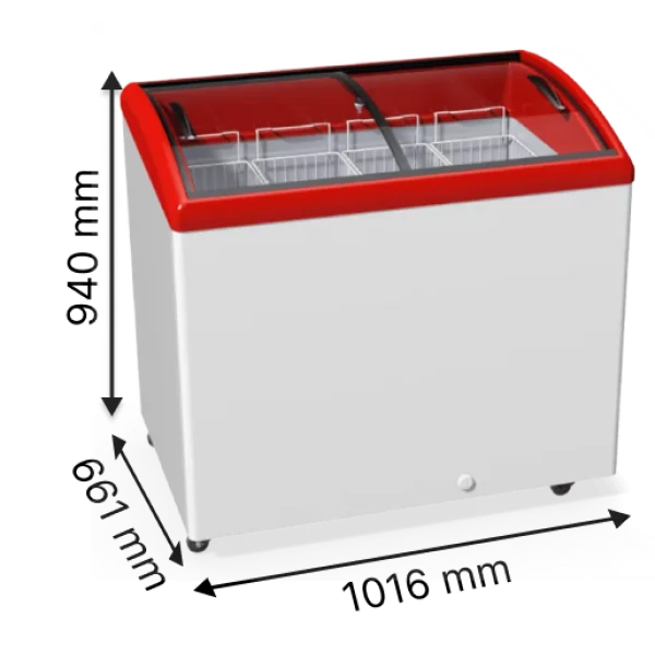Морозильна скриня з гнутим розсувним склом JUKA M300S