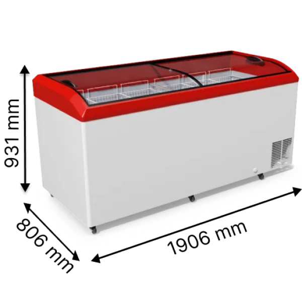 Морозильна скриня бонета з гнутим розсувним склом JUKA M800S