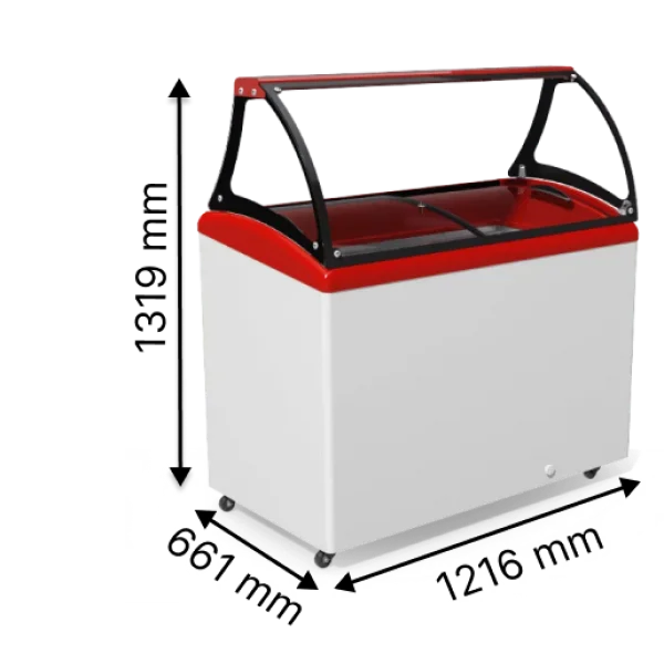 Морозильна вітрина  з гнутим склом JUKA M400SL