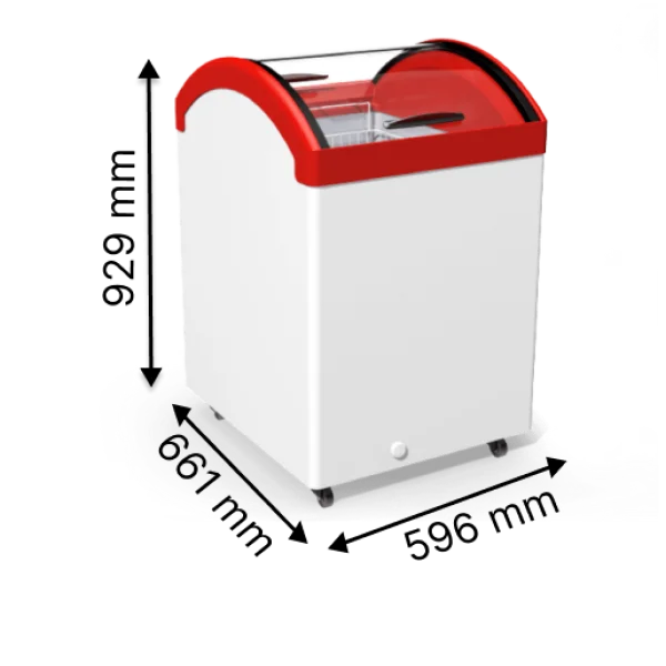 Морозильна скриня прикасова з гнутим склом JUKA M100V