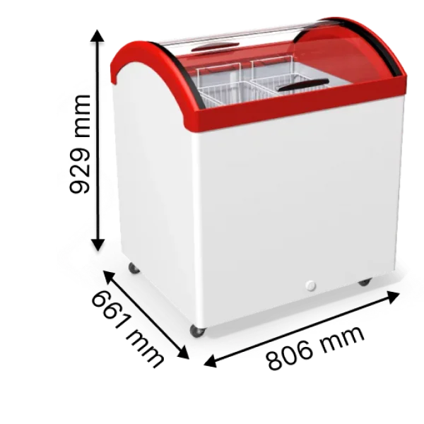 Морозильна скриня прикасова з гнутим склом JUKA M200V