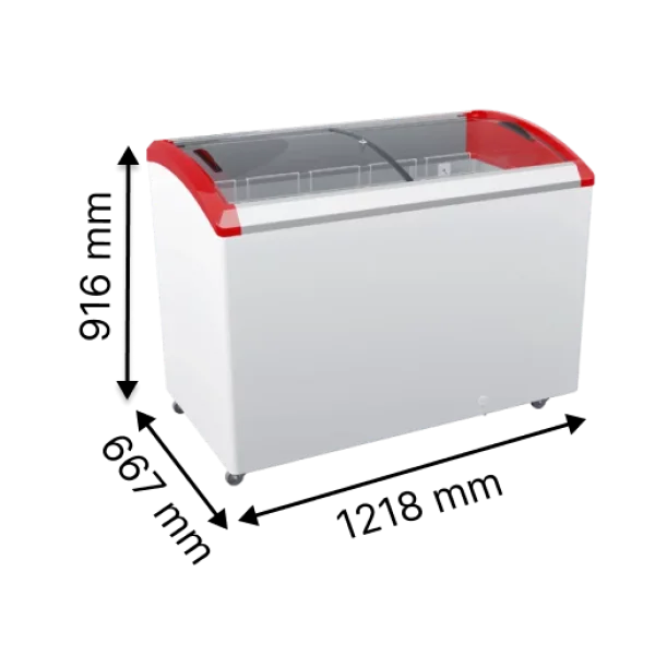 Морозильна скриня з гнутим розсувним склом JUKA N400SF (-5С...+5С)